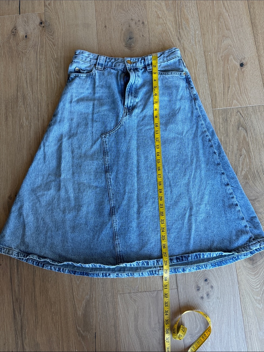 Zara Light Blue Denim A-Line Skirt size M